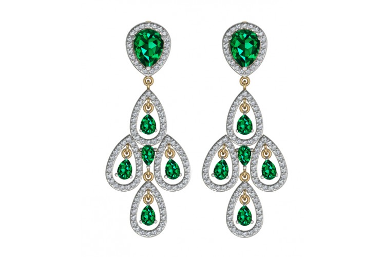 Delicate Emerald Diamond Danglers Online In India At Best Price Delicate Emerald Diamond Danglers