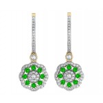 Delicate Emerald Diamond Earrings On Hoops