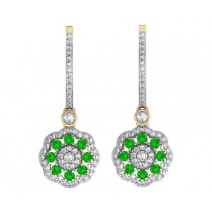 Delicate Emerald Diamond Earrings On Hoops