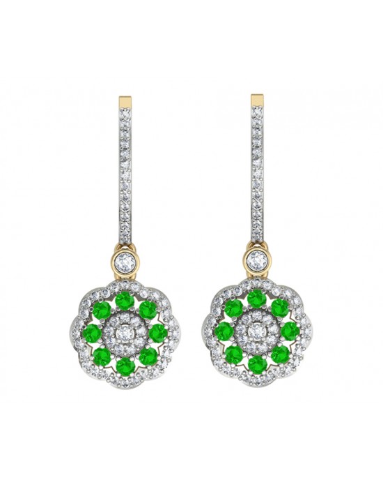 Delicate Emerald Diamond Earrings On Hoops