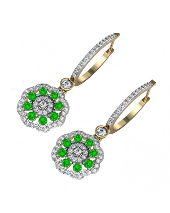 Delicate Emerald Diamond Earrings On Hoops