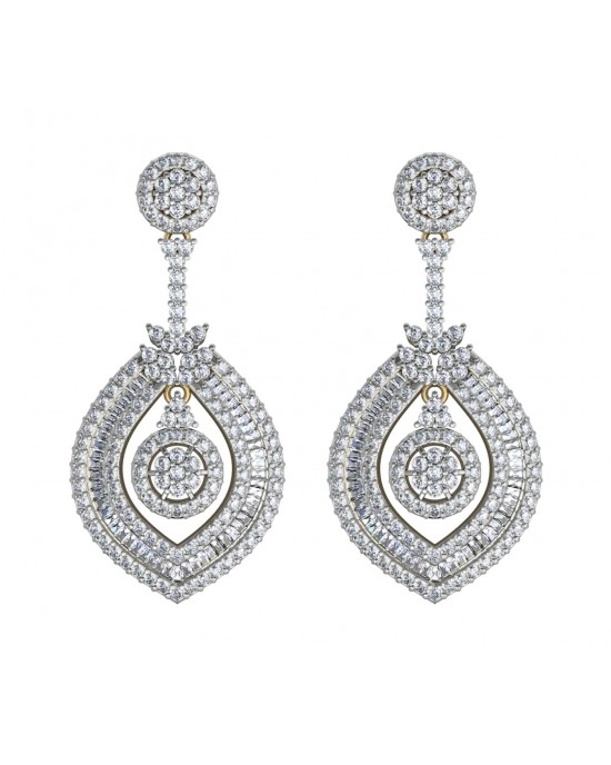 Diamond Danglers with Baguettes