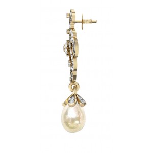 Diamond Earrings with Pearl drops