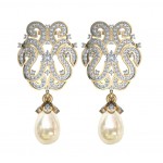 Diamond Earrings with Pearl drops