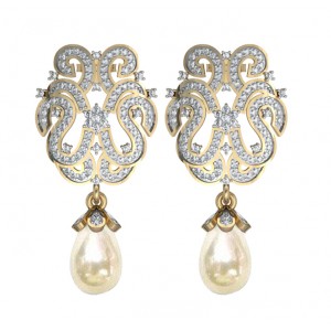 Diamond Earrings with Pearl drops