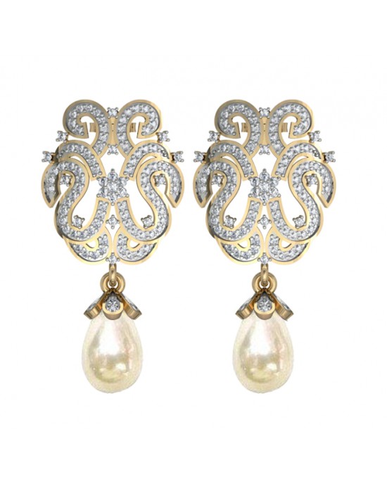 Pearl Drop Earrings | Pearl Huggie Earrings | Pearl Diamond Earrings w –  Huge Tomato