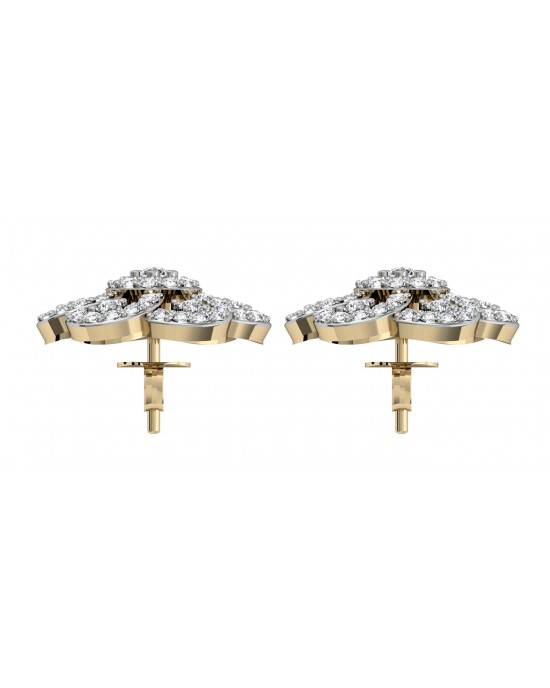 Diamond Floral Cluster Eartops