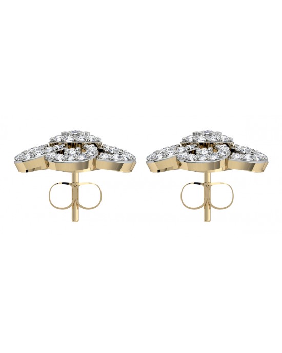 Diamond Floral Cluster Eartops