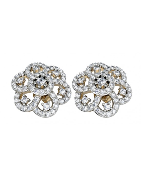 Diamond Floral Cluster Eartops