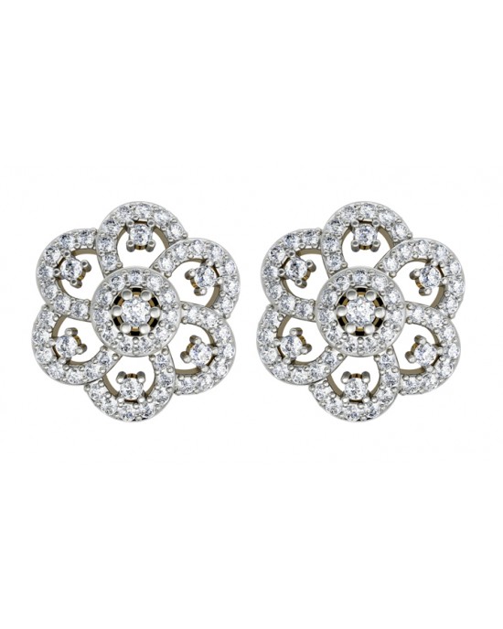 Diamond Floral Cluster Eartops