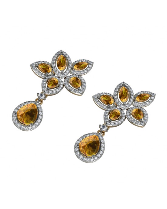 Eminence Yellow sapphire & Diamnond Earrings