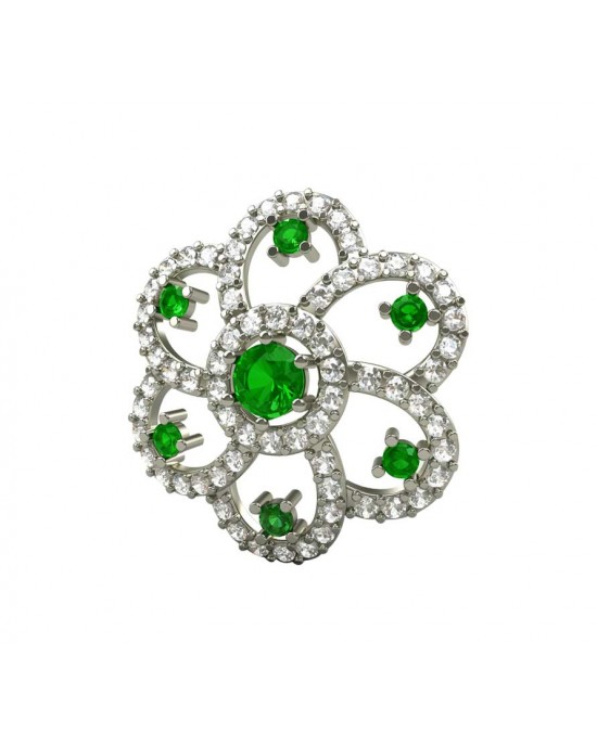 Emerald & Diamond Cluster Earrings 