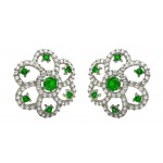 Emerald & Diamond Cluster Earrings 