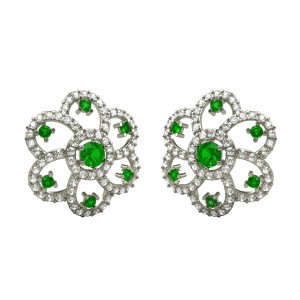 Emerald & Diamond Cluster Earrings 