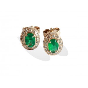 Emerald Earrings with Diamonds