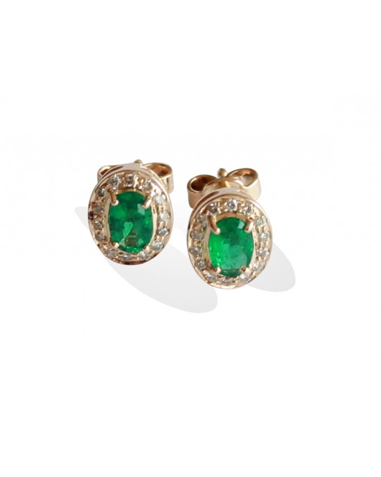 Emerald Earrings with Diamonds