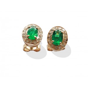 Emerald Earrings with Diamonds