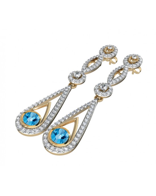 Enchanting Blue Topaz & Diamond Danglers