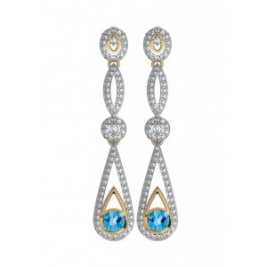 Enchanting Blue Topaz & Diamond Danglers