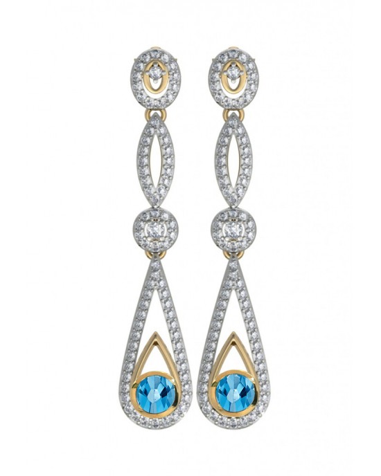 Enchanting Blue Topaz & Diamond Danglers