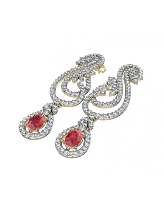 Enticing ruby & Diamond Earrings