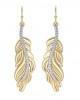 Feather Earring In Gold with diamonds