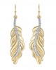 Feather Earring In Gold with diamonds