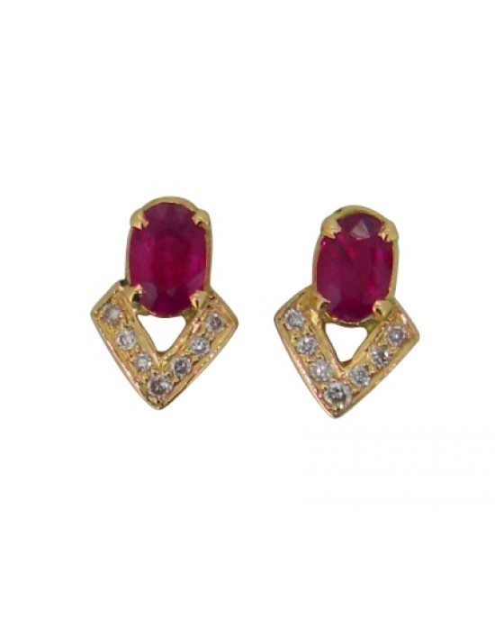 Ruby & Diamond Earring in Gold