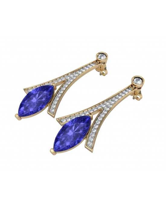 Iolite with Diamond Earrings