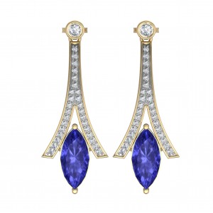 Iolite with Diamond Earrings