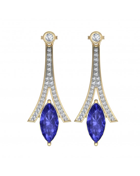 Iolite with Diamond Earrings