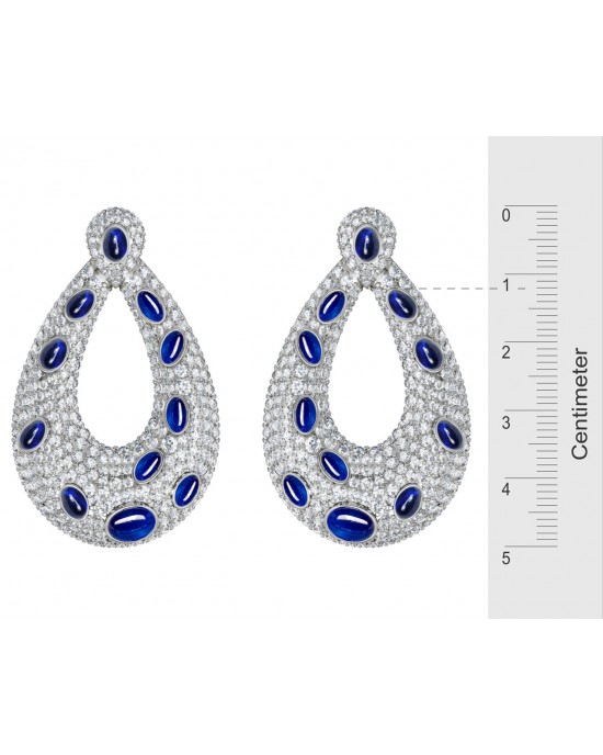 Vanessa Cabachon Sapphire & Diamond Earrings