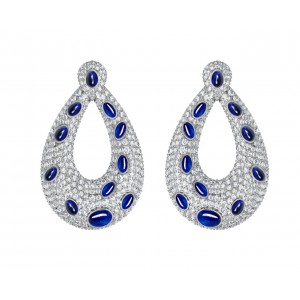 Vanessa Cabachon Sapphire & Diamond Earrings