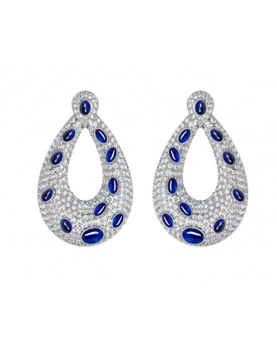 Vanessa Cabachon Sapphire & Diamond Earrings