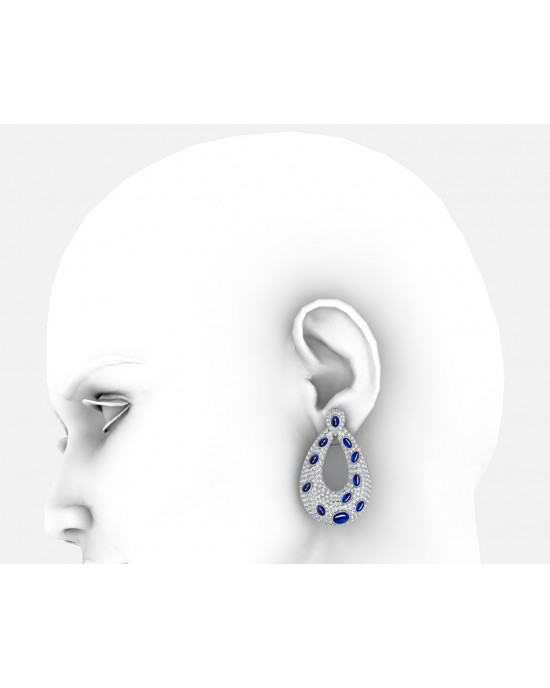 Vanessa Cabachon Sapphire & Diamond Earrings