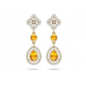 Asin Citrine & diamond Dangle Earrings