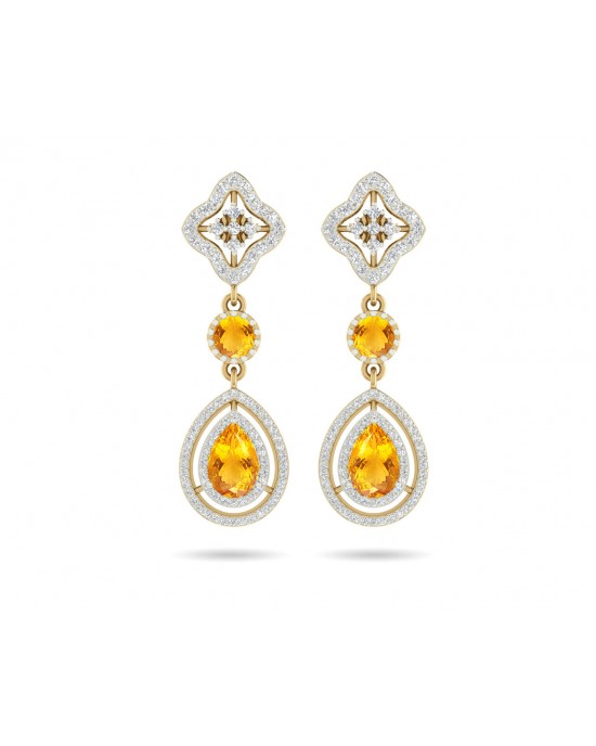 Asin Citrine & diamond Dangle Earrings