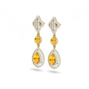 Asin Citrine & diamond Dangle Earrings