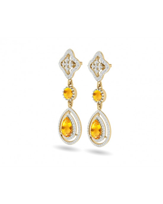 Asin Citrine & diamond Dangle Earrings