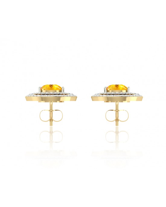 Asin Citrine & diamond Dangle Earrings