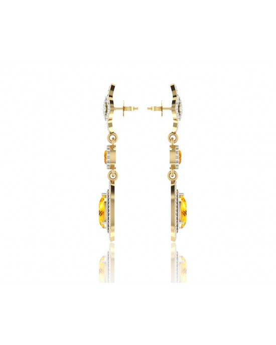 Asin Citrine & diamond Dangle Earrings