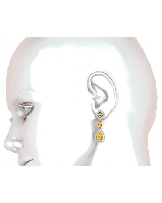 Asin Citrine & diamond Dangle Earrings