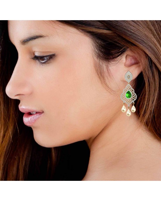 Adrika Emerald Diamond Earrings