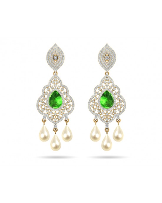 Adrika Emerald Diamond Earrings