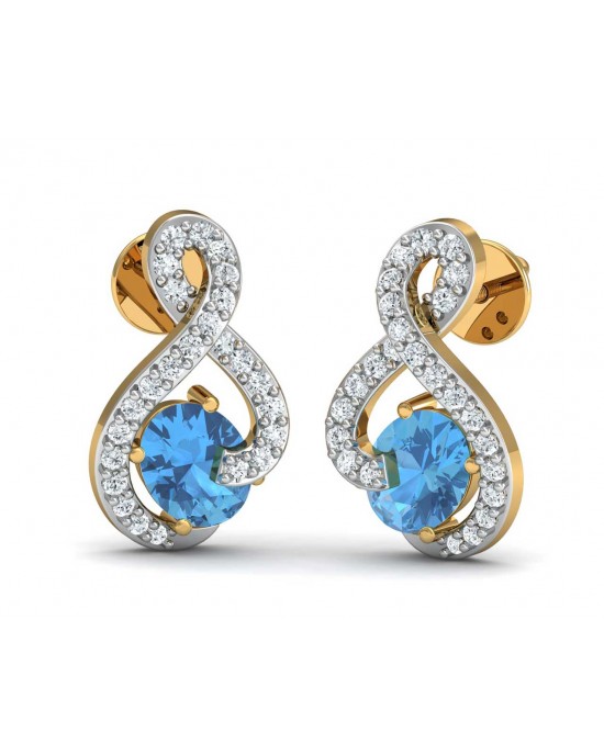 Adina Blue Topaz & Diamond Earrings