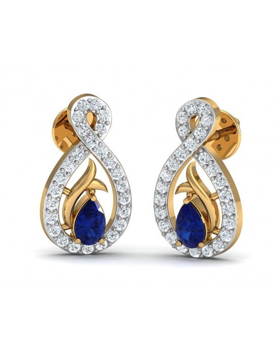 Tarini Blue Sapphire & Diamond Earrings