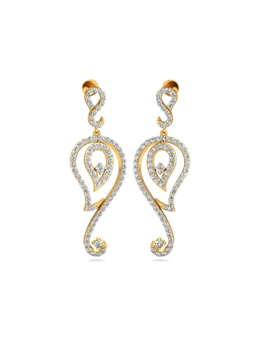 Paisley Diamond Earrings in Gold