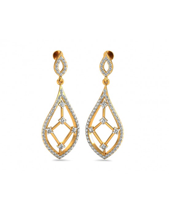 Rai Long Diamond Earrings in Gold