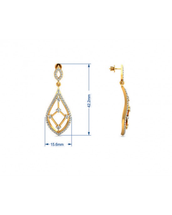 Rai Long Diamond Earrings in Gold