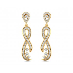 Fraya Long Diamond Danglers in Gold